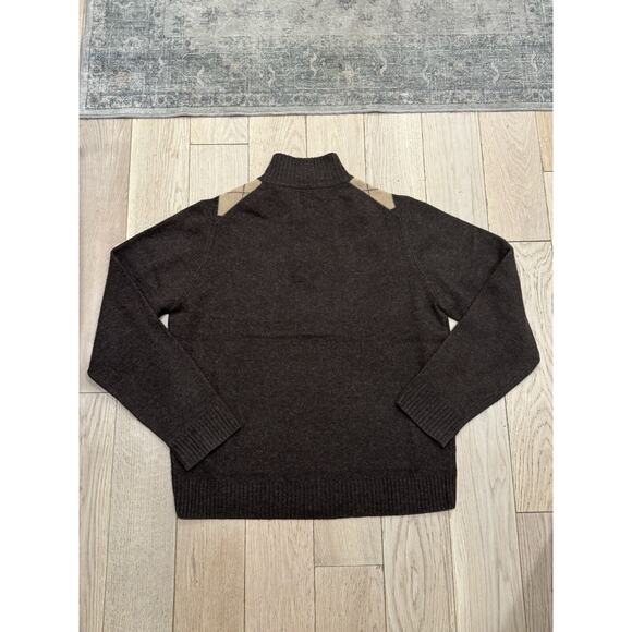 J Crew 100% Lambswool Academic Argyle Collared Half Zip Sweater Sz L Brown - Picture 8 of 9